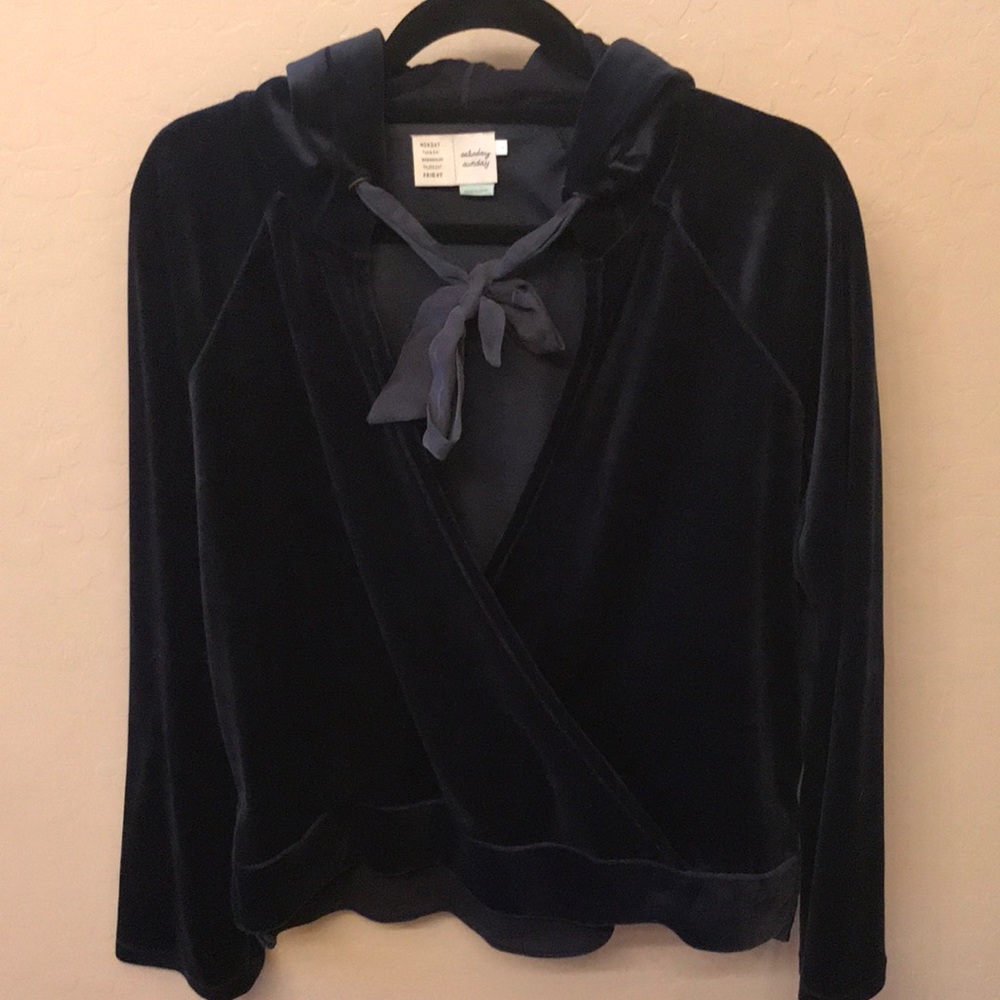 Anthropologie Velvety Navy Top